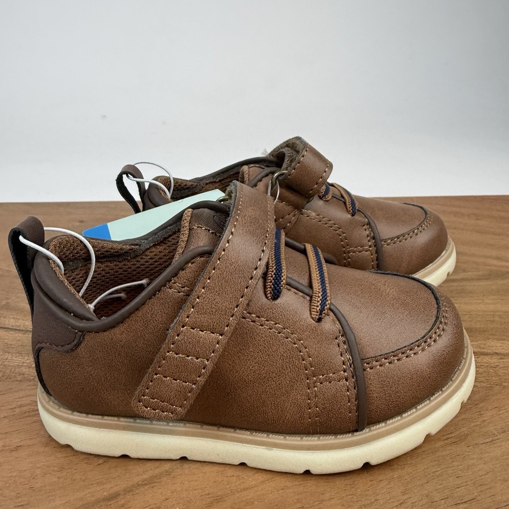 New Little Kids Stride Rite Ethan Faux Leather Tan Sneakers Shoes Size 6 C
